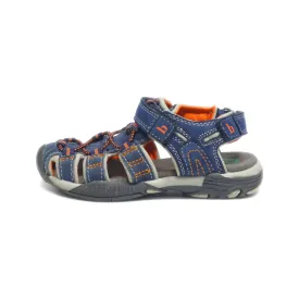 Bama Flat Sandals Leather Blue Colour For Kids