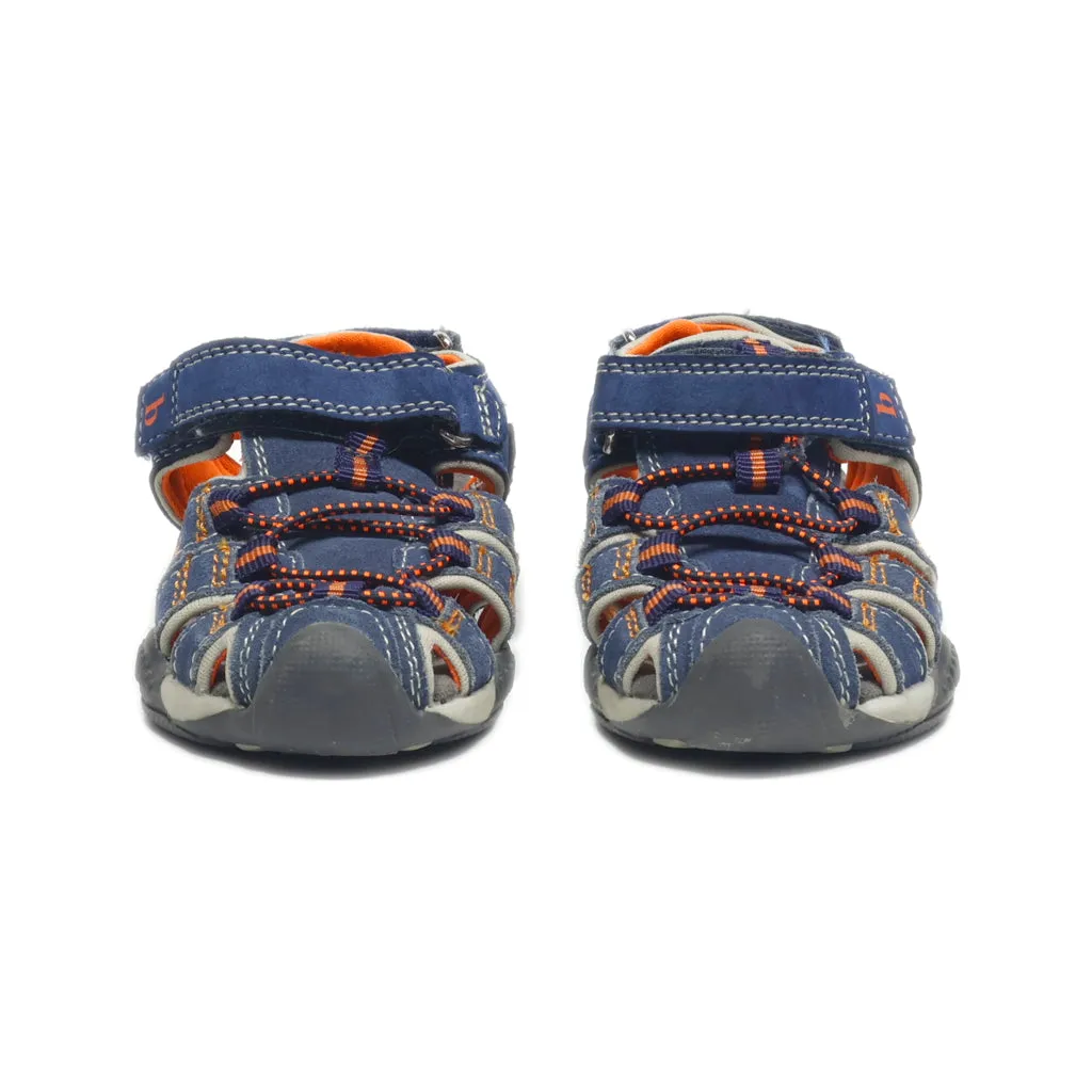 Bama Flat Sandals Leather Blue Colour For Kids