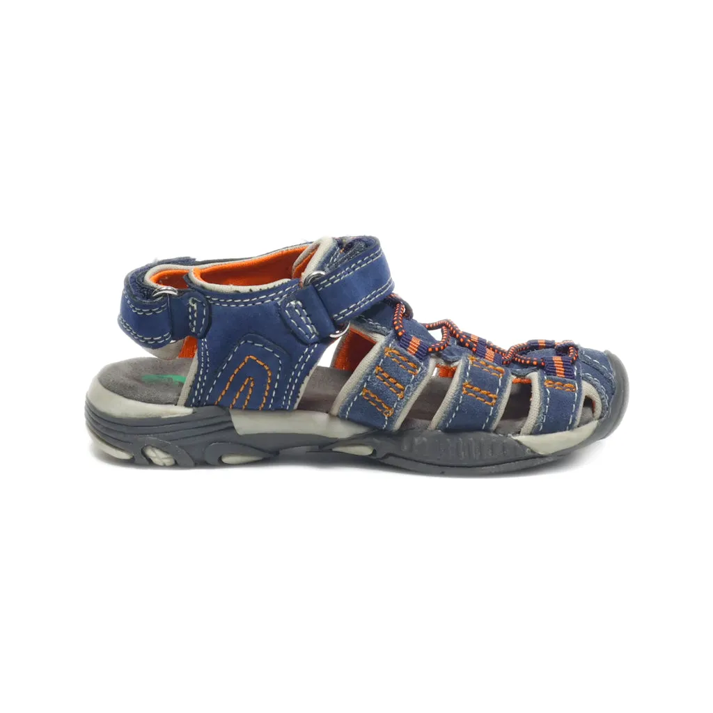 Bama Flat Sandals Leather Blue Colour For Kids