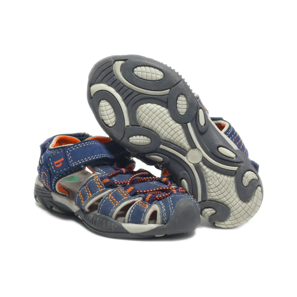 Bama Flat Sandals Leather Blue Colour For Kids
