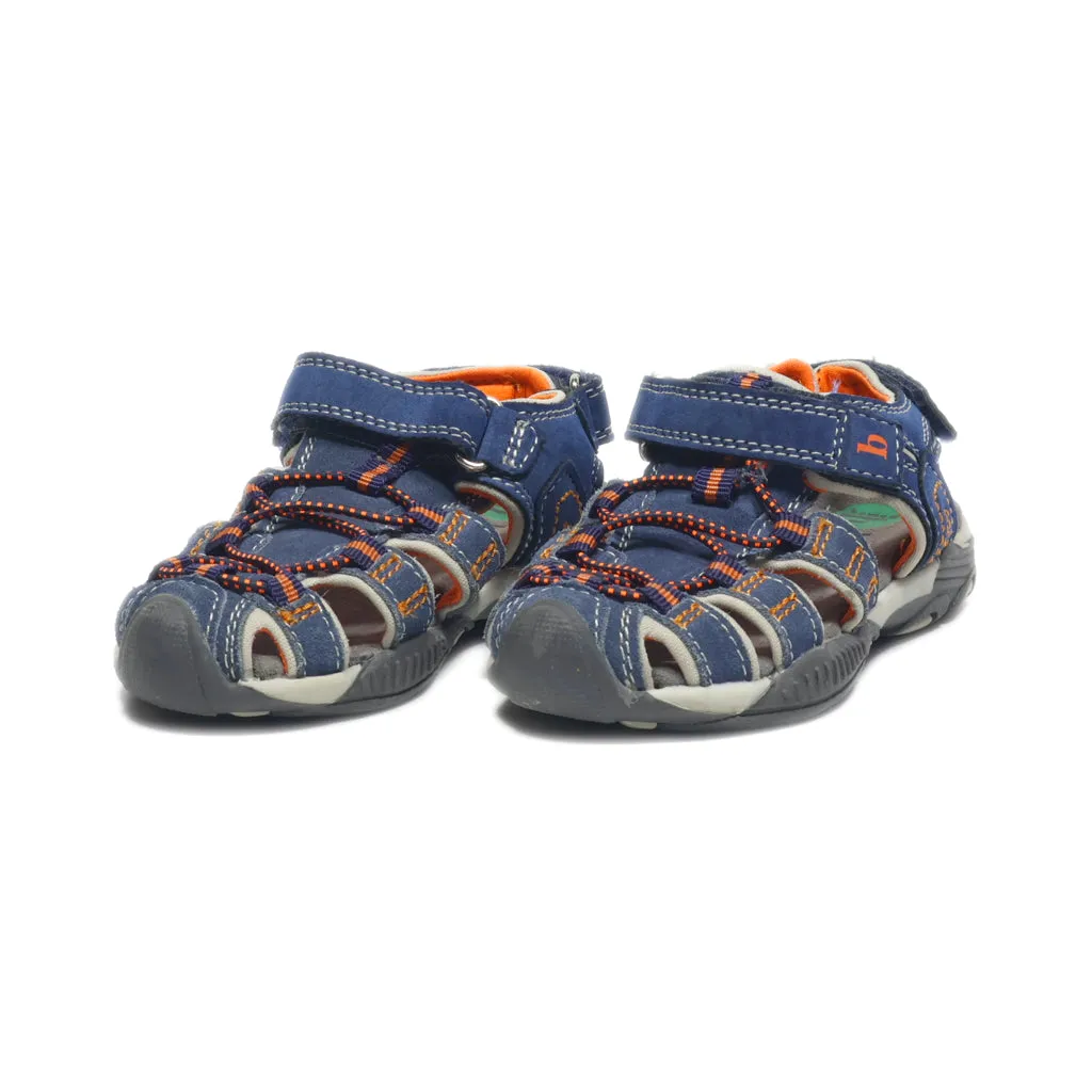 Bama Flat Sandals Leather Blue Colour For Kids