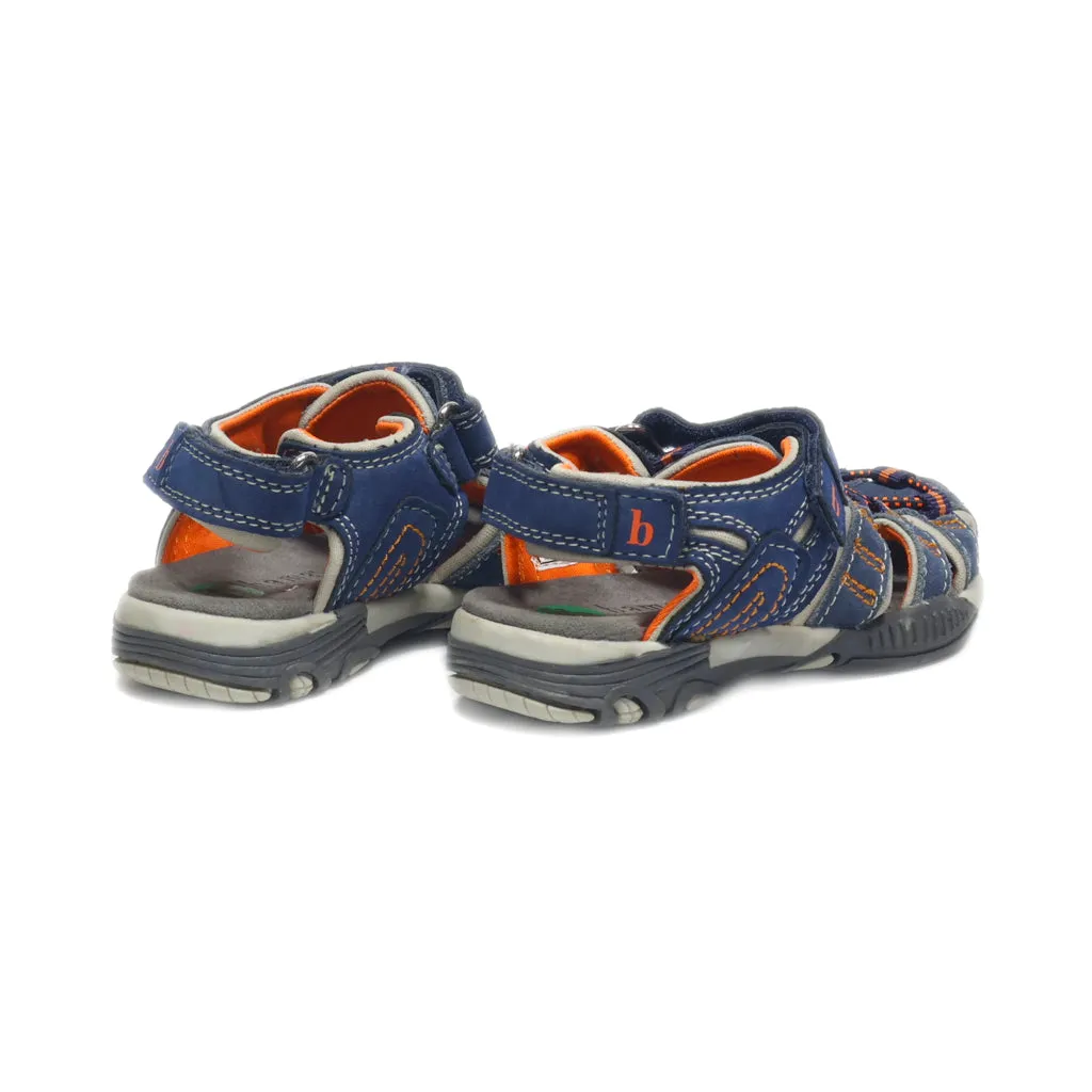 Bama Flat Sandals Leather Blue Colour For Kids