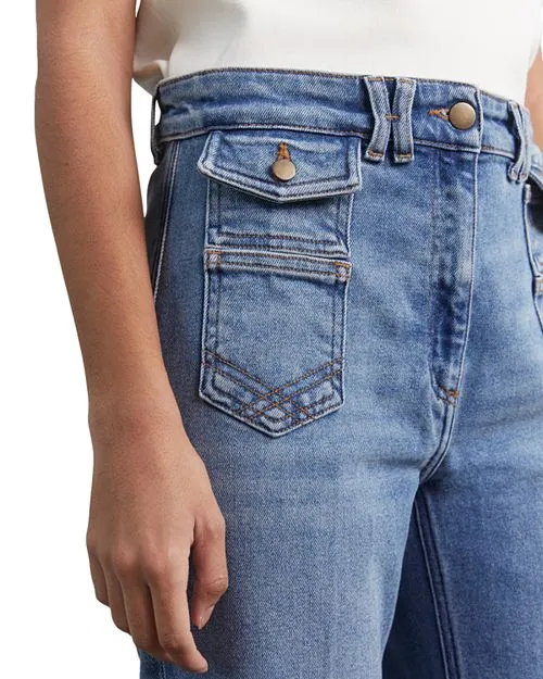 Blanche High Waist Flare Leg Jeans in Blue Gerard Darel color Blue
