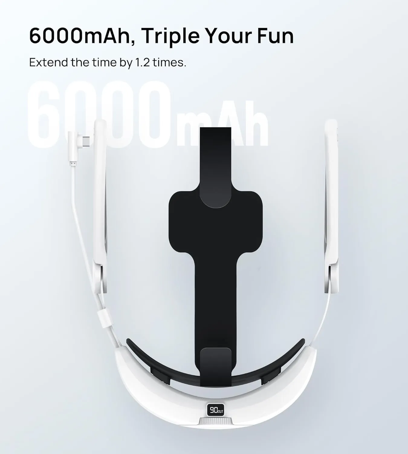 Compatible with Oculus Quest 2 6000mAh Battery Head Strap, One-Button Retractable Design,Quest 2 Accessories for Meta Quest 2 Head Strap