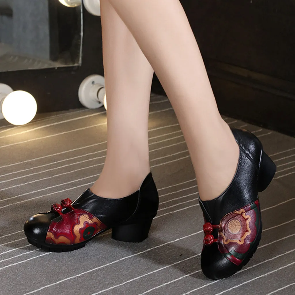 Handmade Retro Leather Printed Ethnic Shoes