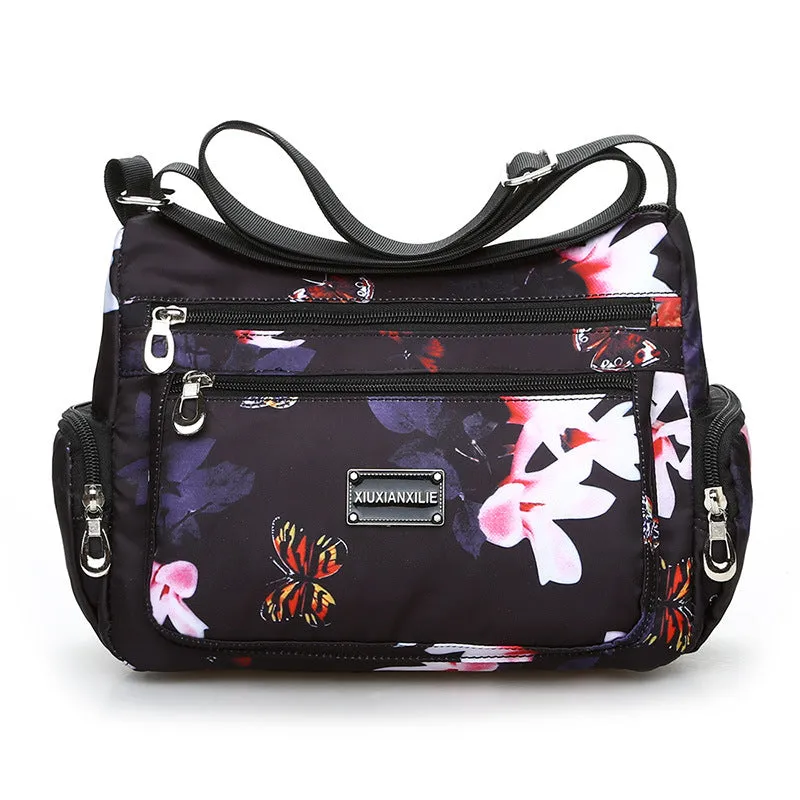 New Fashionable Printed Women's Shoulder Bag HOTan and NEWn Fashion Crossbody Bag Multi-Layer Mummy Bag Washed Nylon Cloth Bag Wholesale
