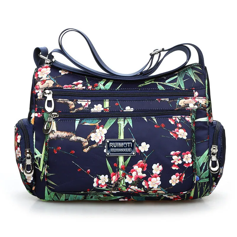 New Fashionable Printed Women's Shoulder Bag HOTan and NEWn Fashion Crossbody Bag Multi-Layer Mummy Bag Washed Nylon Cloth Bag Wholesale