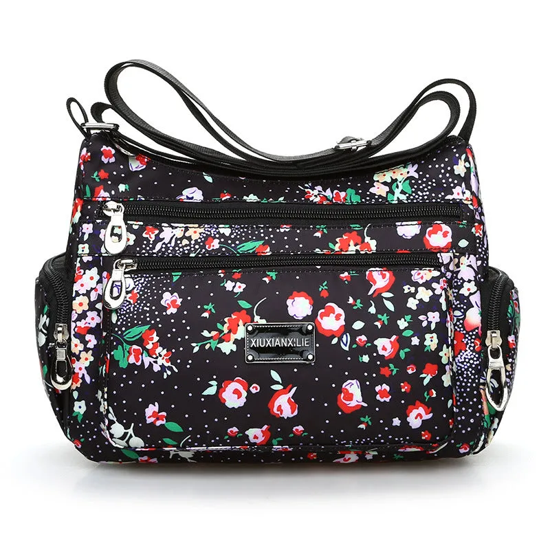 New Fashionable Printed Women's Shoulder Bag HOTan and NEWn Fashion Crossbody Bag Multi-Layer Mummy Bag Washed Nylon Cloth Bag Wholesale