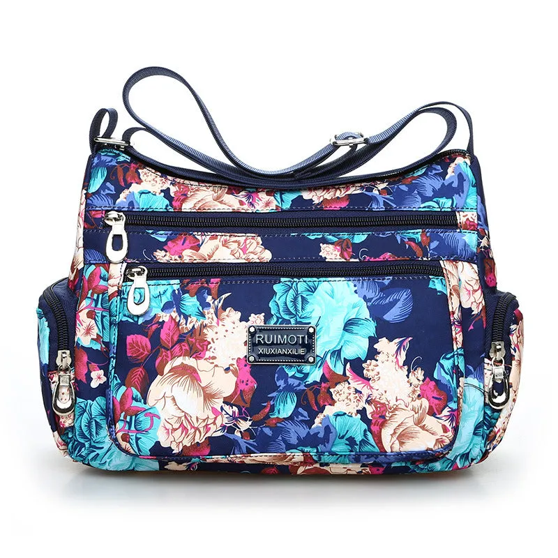 New Fashionable Printed Women's Shoulder Bag HOTan and NEWn Fashion Crossbody Bag Multi-Layer Mummy Bag Washed Nylon Cloth Bag Wholesale
