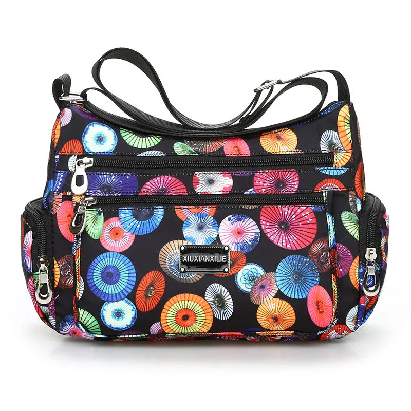 New Fashionable Printed Women's Shoulder Bag HOTan and NEWn Fashion Crossbody Bag Multi-Layer Mummy Bag Washed Nylon Cloth Bag Wholesale