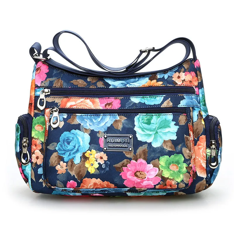 New Fashionable Printed Women's Shoulder Bag HOTan and NEWn Fashion Crossbody Bag Multi-Layer Mummy Bag Washed Nylon Cloth Bag Wholesale