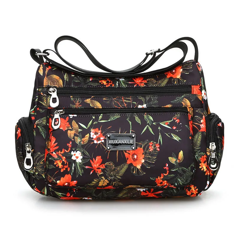 New Fashionable Printed Women's Shoulder Bag HOTan and NEWn Fashion Crossbody Bag Multi-Layer Mummy Bag Washed Nylon Cloth Bag Wholesale