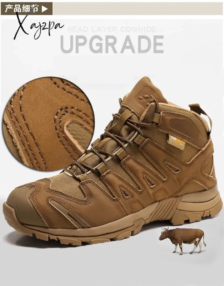 Xajzpa - Top Quality Men Hiking Boots New Autumn Winter Brand Outdoor Mens Sport Cool Trekking Mountain Man Climbing Athletic Shoes